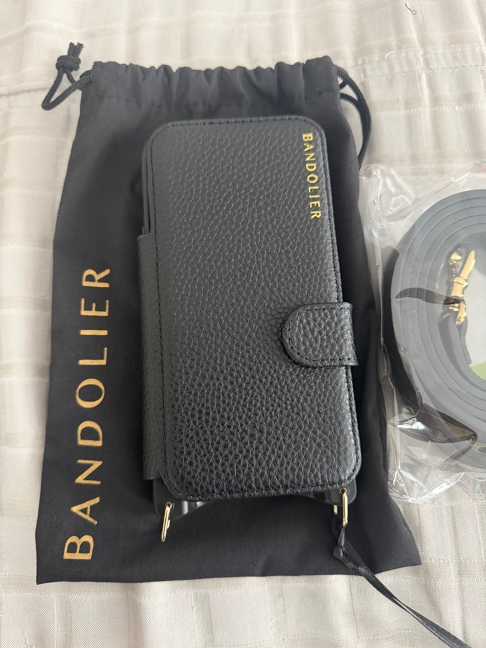 NWT Bandolier Hailey Folio IPhone 13 leather crossbody strap wallet phone Case